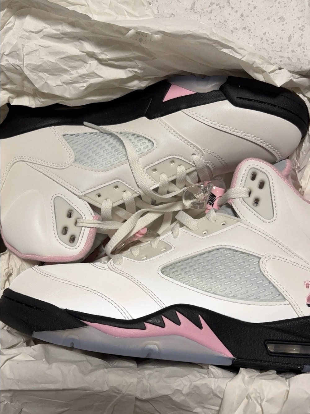 Jordan Women's White and Light Pink High-Top Sneakers